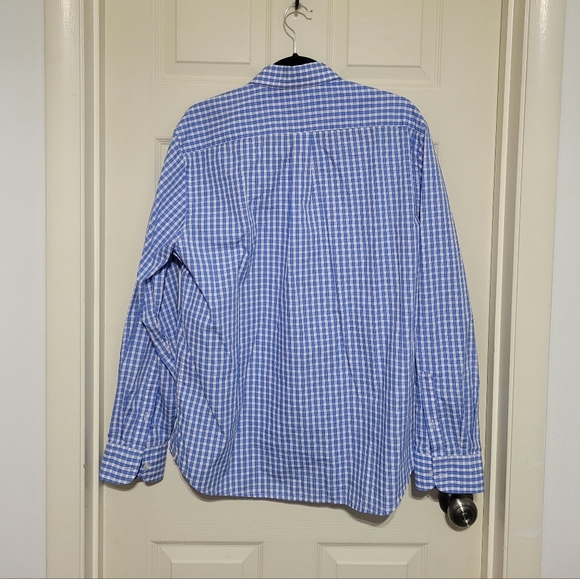 Men's Dockers L/G Checkered White/Blue Dress Shirt. - Picture 9 of 10